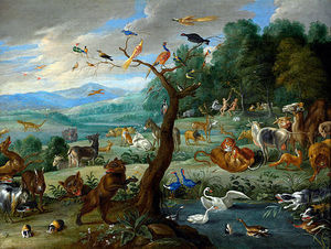 Florence de Voldere - paradis terrestre par jan van kessel 1668 - Huile Sur Toile Et Huile Sur Panneau
