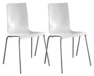 WHITE LABEL - lot de 2 chaises kris blanches empilables piétemen - Chaise