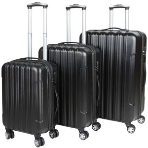 WHITE LABEL - lot de 3 valises bagage rigide noir - Valise À Roulettes