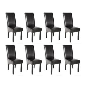 WHITE LABEL - 8 chaises de salle à manger noir - Chaise