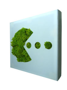 FLOWERBOX - tableau végétal picto pac-man en lichen stabilisé  - Tableau Végétal