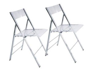 WHITE LABEL - lot de 2 chaises pliantes seal transparentes et ch - Chaise Pliante