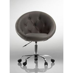 WHITE LABEL - fauteuil lounge pivotant cuir noir - Fauteuil Rotatif