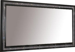 WHITE LABEL - miroir 145 cm noir laqué avec strass - Miroir