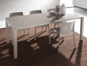 WHITE LABEL - table repas extensible jumper taupe - Table De Repas Rectangulaire
