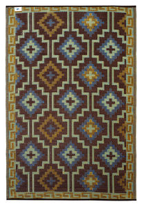 FABHABITAT - tapis intérieur extérieur lhasa bleu roi et chocol - Tapis Contemporain