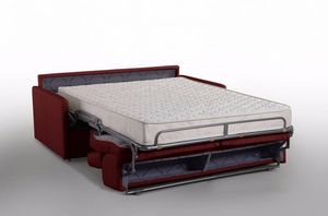 WHITE LABEL - canapé lit montmartre en microfibre bordeaux conve - Canapé Lit