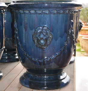 Le Chêne Vert - lion bleu - Vase D'anduze