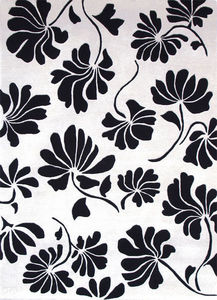 PASCALE GAUTHIER - fleurs blanc noir - Tapis Contemporain