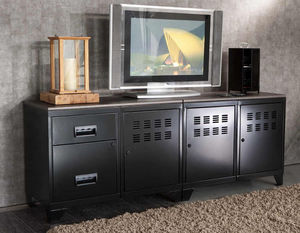 PHSA - meuble tv modulable en métal noir 40x160x57.5cm - Enfilade