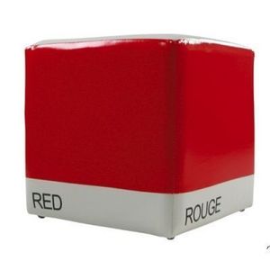 International Design - pouf bicolore cube - couleur - rouge - Pouf