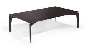 WHITE LABEL - table basse design rocky en verre chocolat - Table Basse Rectangulaire