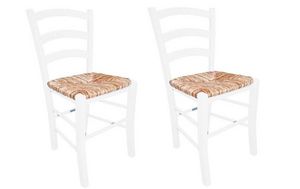 WHITE LABEL - lot de 2 chaises paesana design laqué blanc assise - Chaise