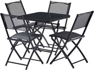WILSA GARDEN - table terasse 4 personnes avec chaises pliantes ac - Salle À Manger De Jardin