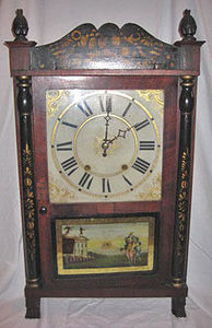 KIRTLAND H. CRUMP - mahogany transitional shelf clock made by riley wh - Horloge À Poser
