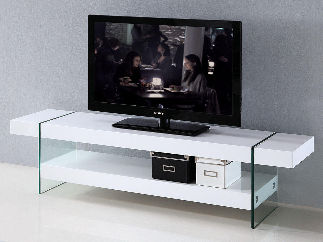 Meuble TV JADE - Meuble tv hi fi - Blanc - Laque - 40 x 160 x 40