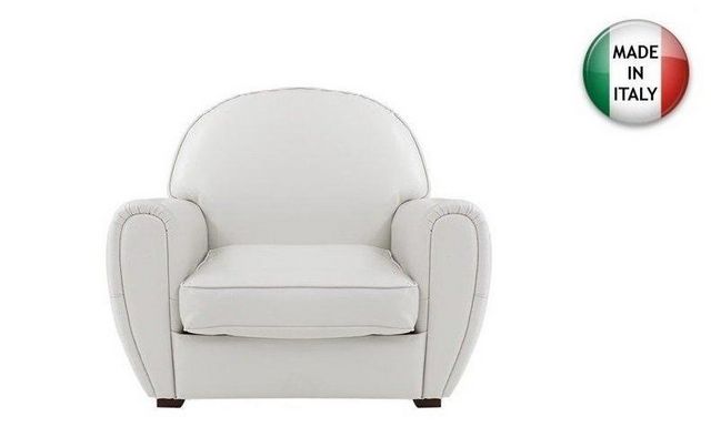 WHITE LABEL - Fauteuil club-WHITE LABEL-Fauteuil CLUB blanc en cuir recyclé. MADE IN ITALY