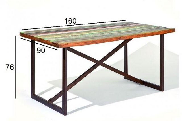 WHITE LABEL - Table de repas rectangulaire-WHITE LABEL-Table repas unique COLORI en bois de manguier recy
