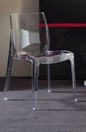 WHITE LABEL - Chaise-WHITE LABEL-Lot de 2 chaises FALENA empilables en plexiglas tr