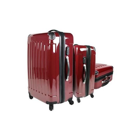 WHITE LABEL - Valise à roulettes-WHITE LABEL-Lot de 3 valises bagage rouge