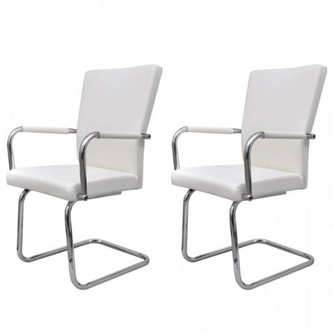 WHITE LABEL - Chaise-WHITE LABEL-2 chaises de salle à manger blanches