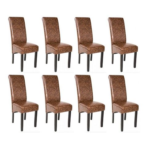 WHITE LABEL - Chaise-WHITE LABEL-8 chaises de salle à manger marron