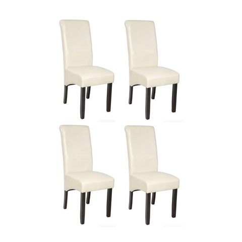 WHITE LABEL - Chaise-WHITE LABEL-4 chaises de salle à manger crème
