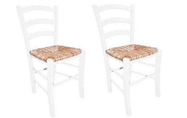 WHITE LABEL - Chaise-WHITE LABEL-Lot de 2 chaises PAESANA design laqué blanc assise