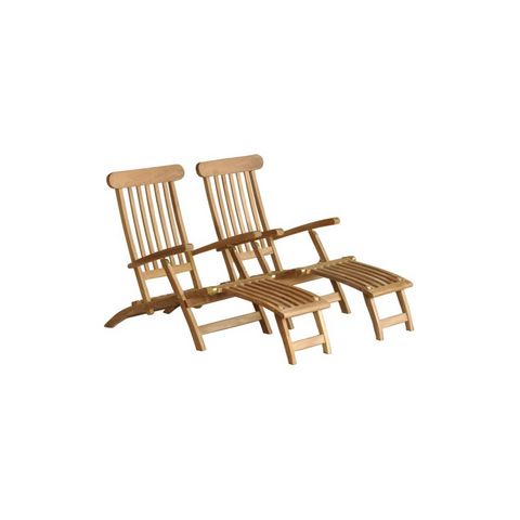 BOIS DESSUS BOIS DESSOUS - Chaise longue de jardin-BOIS DESSUS BOIS DESSOUS-Lot de 2 steamers en bois de teck MIDLAND