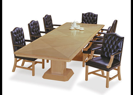 Le-Al Executive Furniture - Table de conférence-Le-Al Executive Furniture-Column Base Table in Birdeye Maple