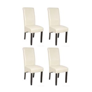 WHITE LABEL - 4 chaises de salle à manger crème - Chair