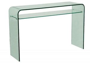 WHITE LABEL - console fixe wave en verre trempé transparent 2 pl - Console Table