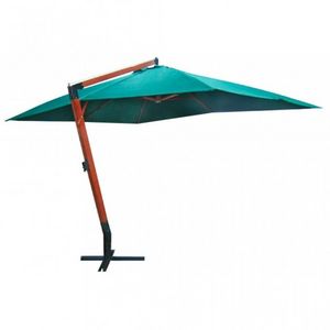 WHITE LABEL - parasol vert déporté 3x4m pied en bois - Offset Umbrella