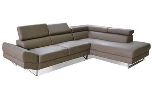WHITE LABEL - canapé d'angle droite fixe venise cuir éco taupe - Adjustable Sofa