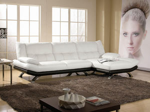 WHITE LABEL - canapé cuir angle miranda - Adjustable Sofa