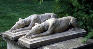 BARBARA ISRAEL GARDEN ANTIQUES - coade stone greyhounds - Animal Sculpture