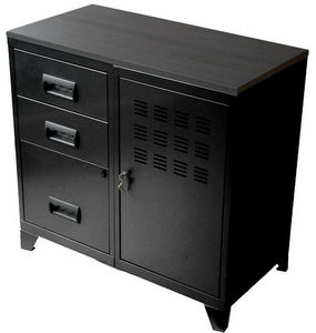 PIERRE HENRY - armoire en métal noir 1 porte 3 tiroirs 80x40x75,8 - Filing Cabinet