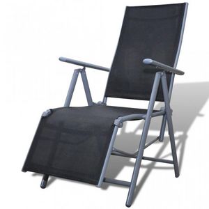 WHITE LABEL - chaise de jardin pliable transat noir - Folding Garden Armchair
