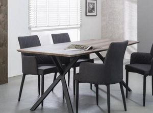 WHITE LABEL - table repas bash design chêne avec piétement en ac - Rectangular Dining Table