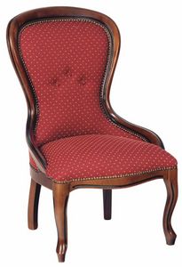WHITE LABEL - chauffeuse marquise merisier et tissu bordeaux mou - Fireside Chair