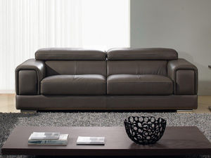 WHITE LABEL - canapé cuir 3 places lima - 3 Seater Sofa