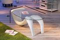 Oval Coffee table-WHITE LABEL-Table basse design BELLA laque blanche et beige en