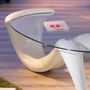 Oval Coffee table-WHITE LABEL-Table basse design BELLA laque blanche et beige en
