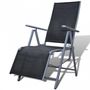Folding garden armchair-WHITE LABEL-Chaise de jardin pliable transat noir
