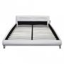 Double bed-WHITE LABEL-Lit cuir 140 x 200 cm blanc et noir