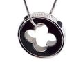 Necklace-WHITE LABEL-Collier 80 cm pendentif anneau noir et strass perf