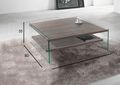 Square coffee table-WHITE LABEL-Table basse BELLA 2 plateaux noyer avec piétement 