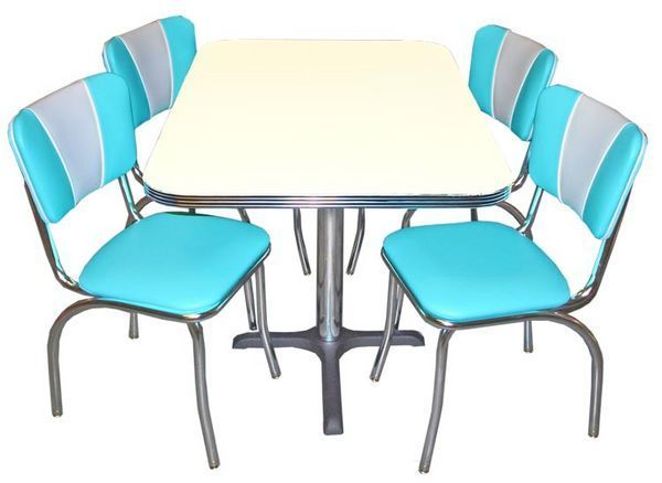 US Connection - Eat-in kitchen table-US Connection-Set Diner: Chaise Aqua Vintage & Table