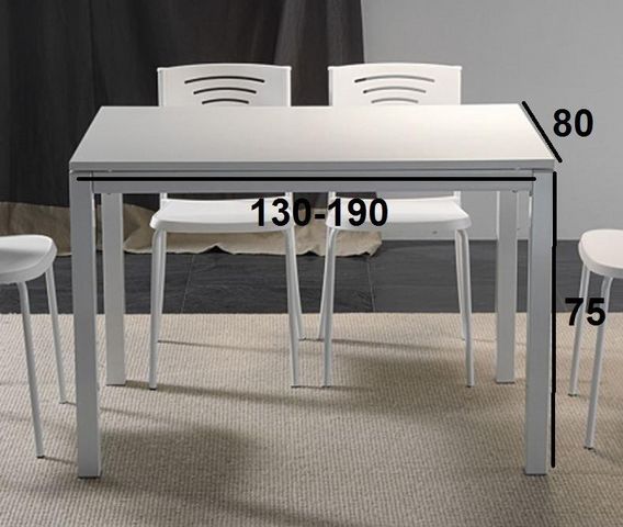 WHITE LABEL - Rectangular dining table-WHITE LABEL-Table repas extensible MAJESTIC 130 x 80 cm blanch
