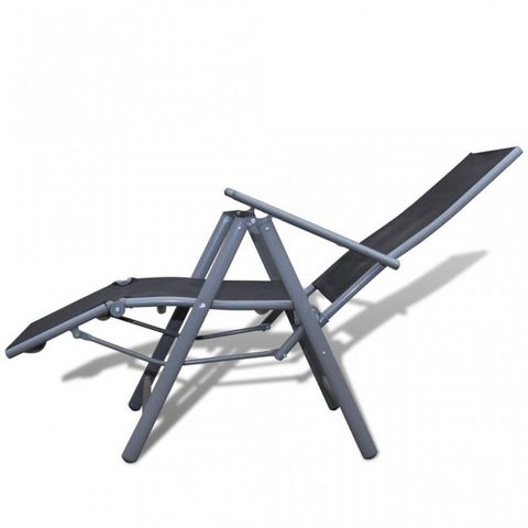 WHITE LABEL - Folding garden armchair-WHITE LABEL-Chaise de jardin pliable transat noir